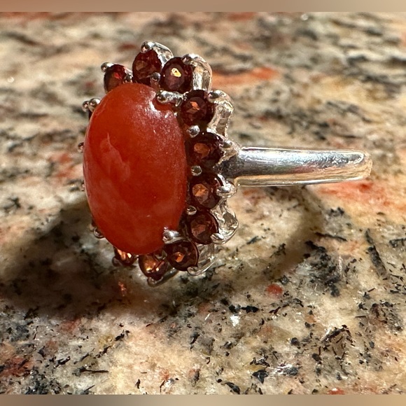 Carnelian Agate and Garnet Ring - Picture 8 of 9
